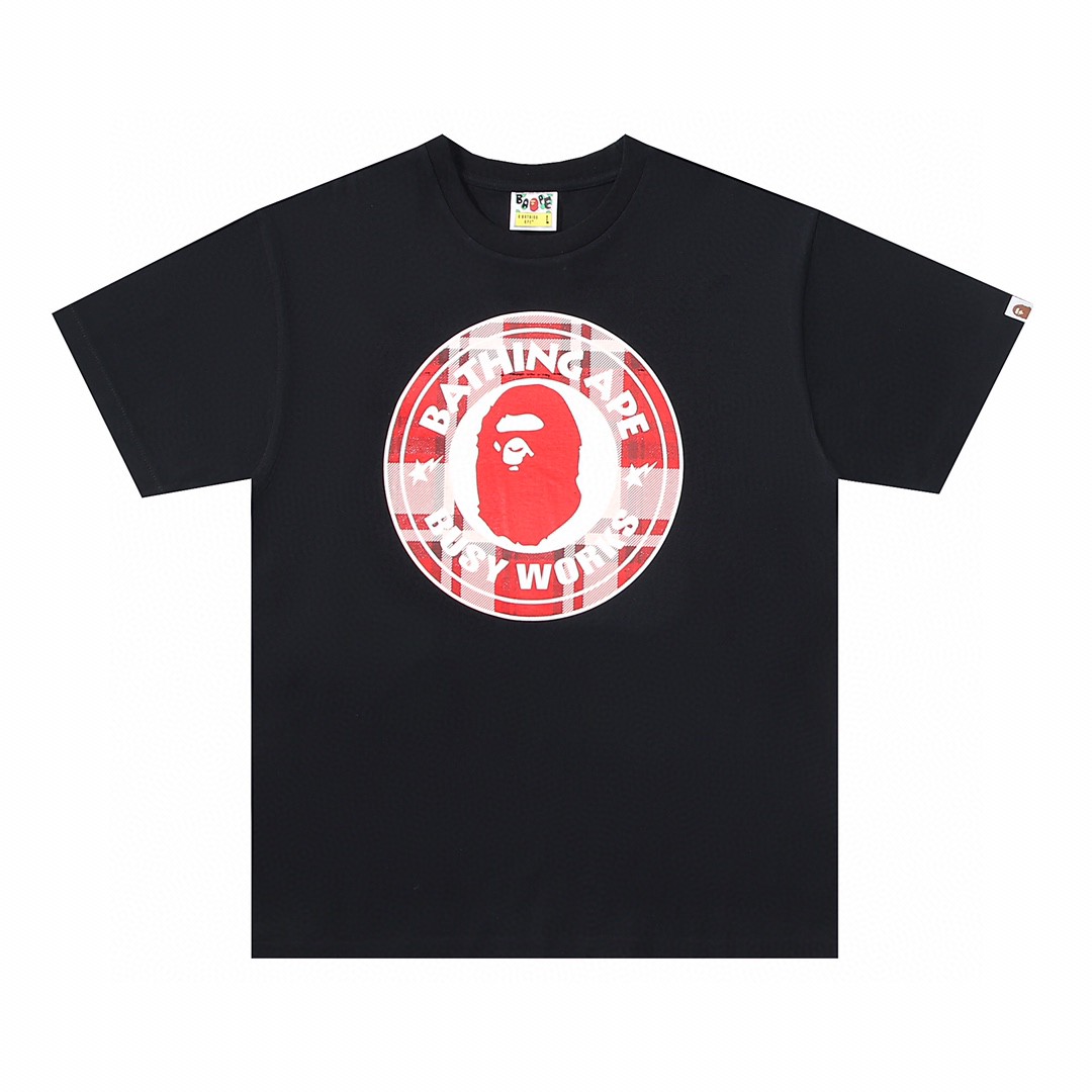 BAPE 彩色圆环大头图案 印花 白色 黑色 圆领 T恤 短袖 夏款 男女同款 