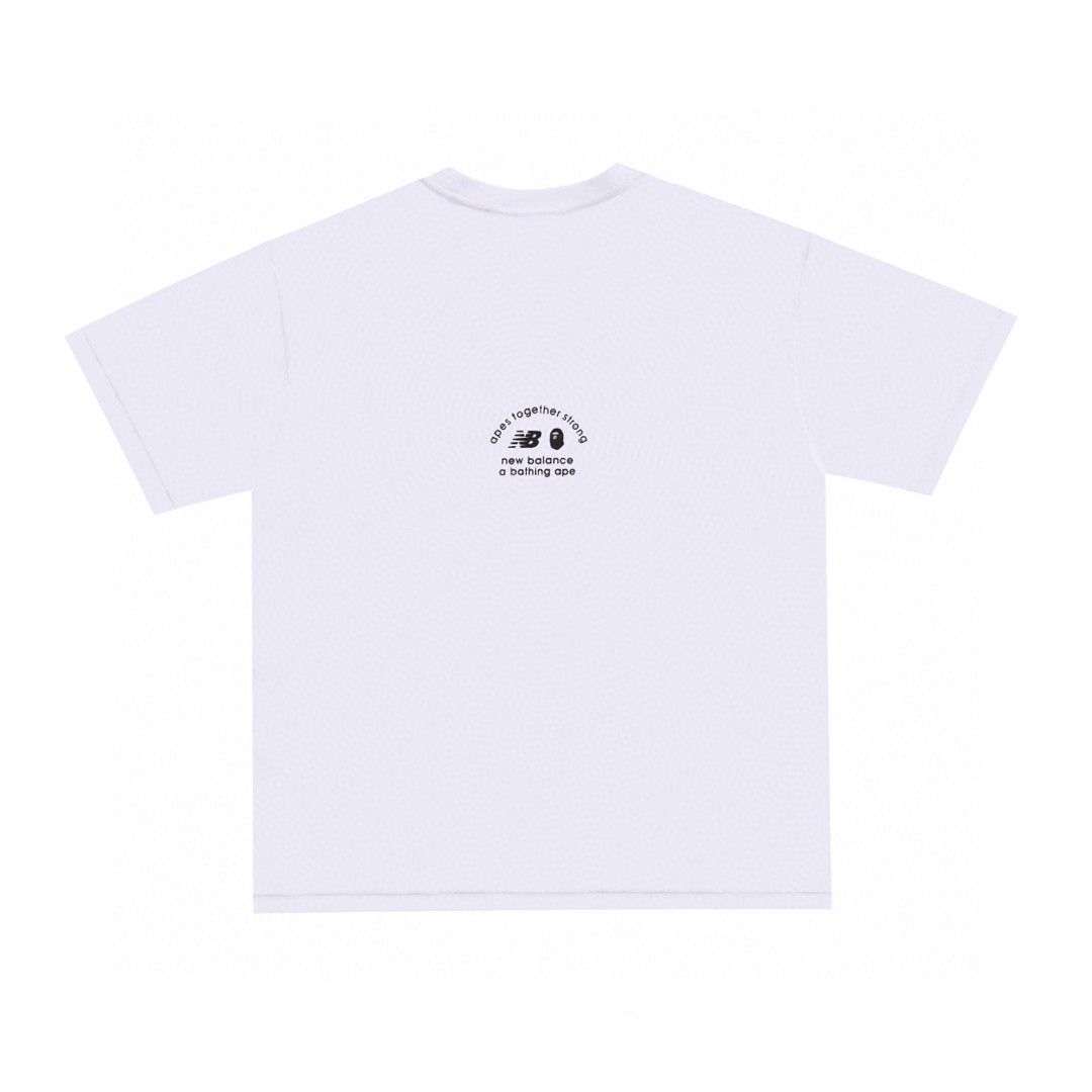 New Balance Bape 联名款 Logo 印花 白色 黑色 杏色 绿色 圆领 短袖 夏款 男女同款 BATE2000-GRX