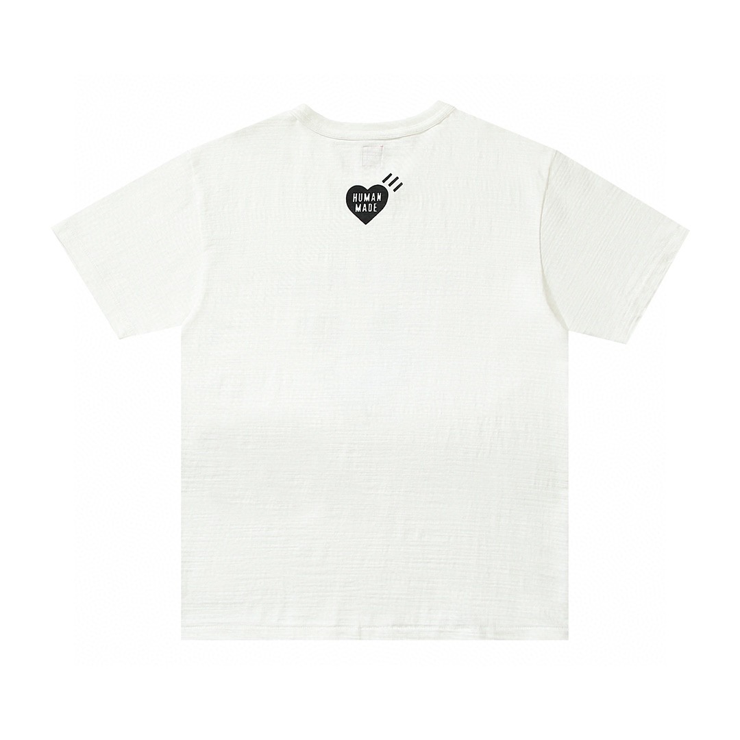 HUMAN MADE  SS22 黑色 白色 字母北极熊印花 圆领 短袖T 恤 男女同款 HM21TE002