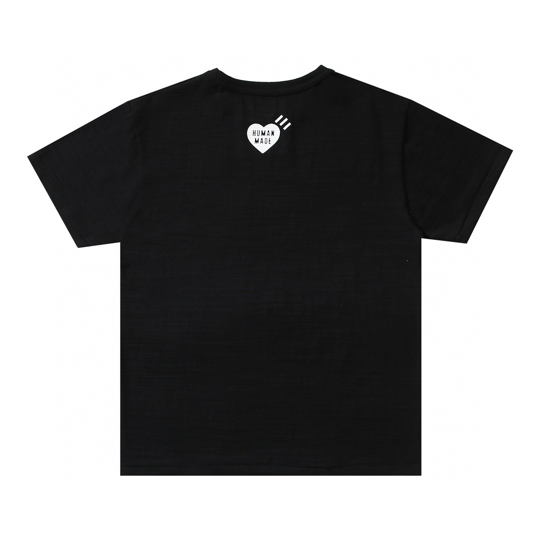 HUMAN MADE  SS22 黑色 白色 字母北极熊印花 圆领 短袖T 恤 男女同款 HM21TE002