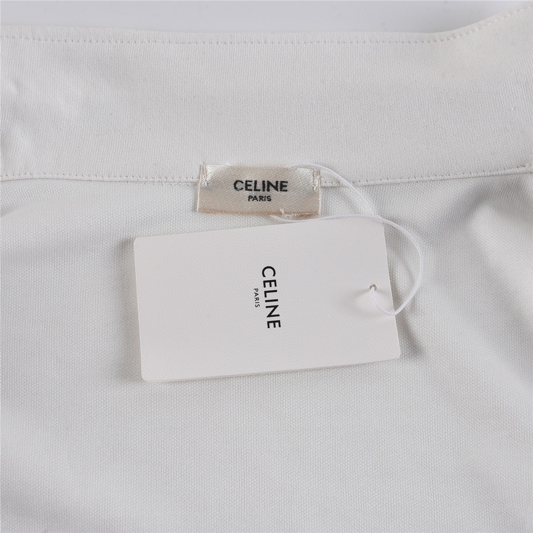 CELINE 赛琳 胸口微标logo拉链卫衣 白色 宽松 长袖 外套 男女同款 
