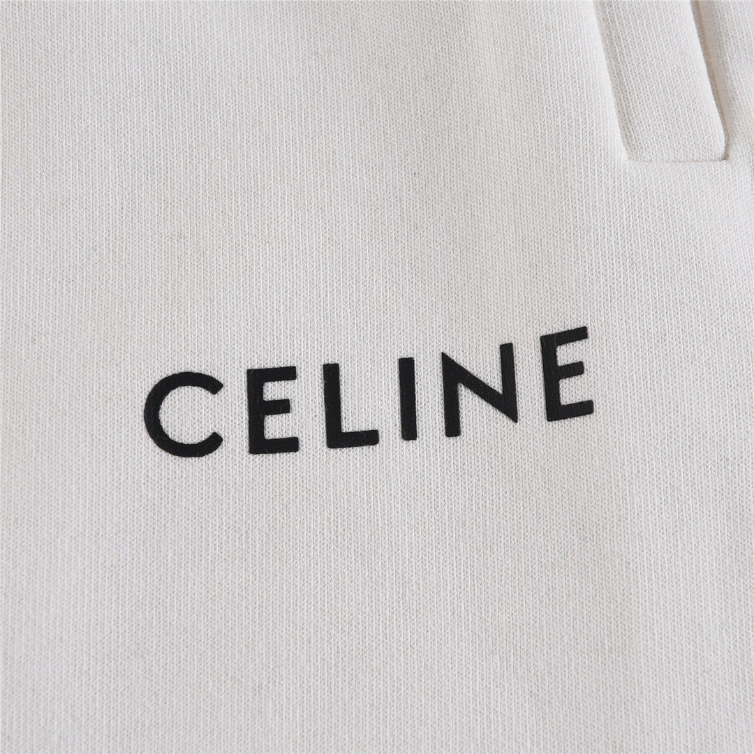 CELINE 赛琳 口袋微标logo 卫裤 白色 休闲裤 运动裤 长裤 男女同款