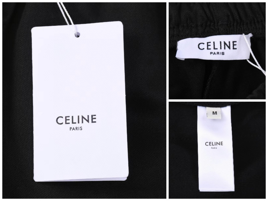 CELINE 赛琳 凯旋门logo刺绣 卫裤 黑色 休闲裤 运动裤 长裤 男女同款