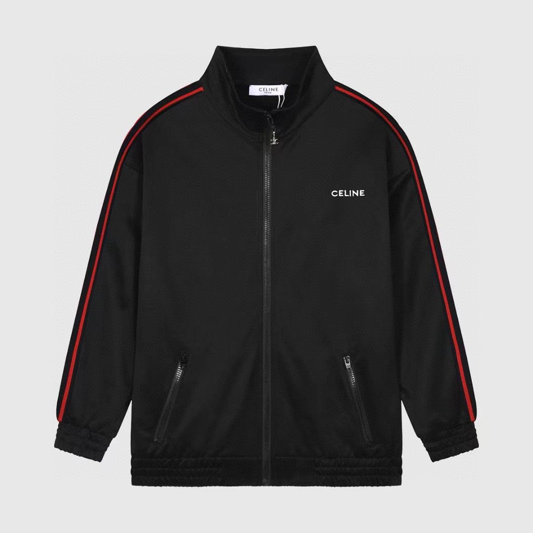 CELINE 赛琳 黑色 Logo刺绣拉链卫衣 宽松 长袖 外套 男女同款 