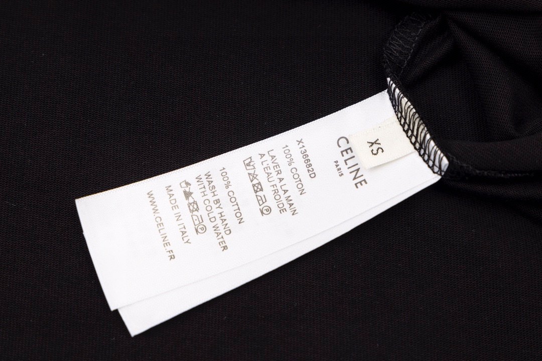 CELINE 赛琳 水钻字母Logo T恤 黑色 圆领 短袖 夏款 男女同款 2X49F671Q-38BR