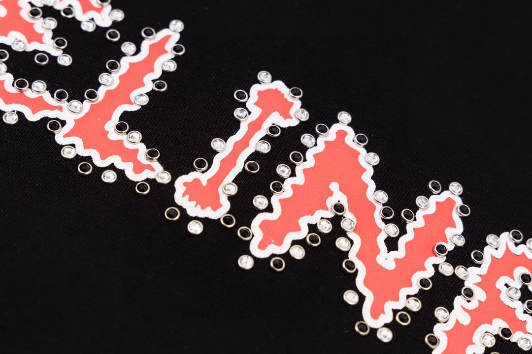 CELINE 赛琳 水钻字母Logo T恤 黑色 圆领 短袖 夏款 男女同款 2X49F671Q-38BR