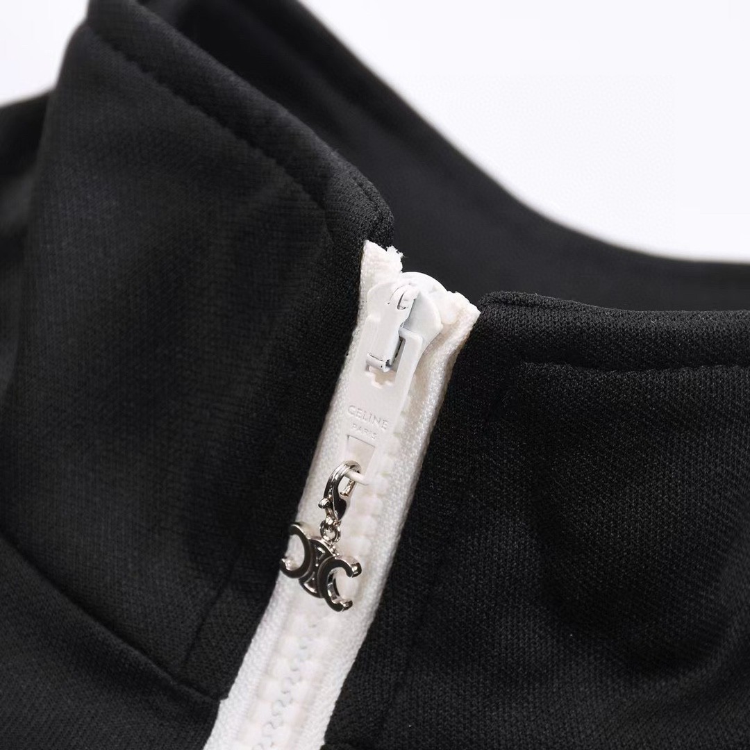 CELINE 赛琳 黑色 Logo刺绣拉链卫衣 宽松 长袖 外套 男女同款 