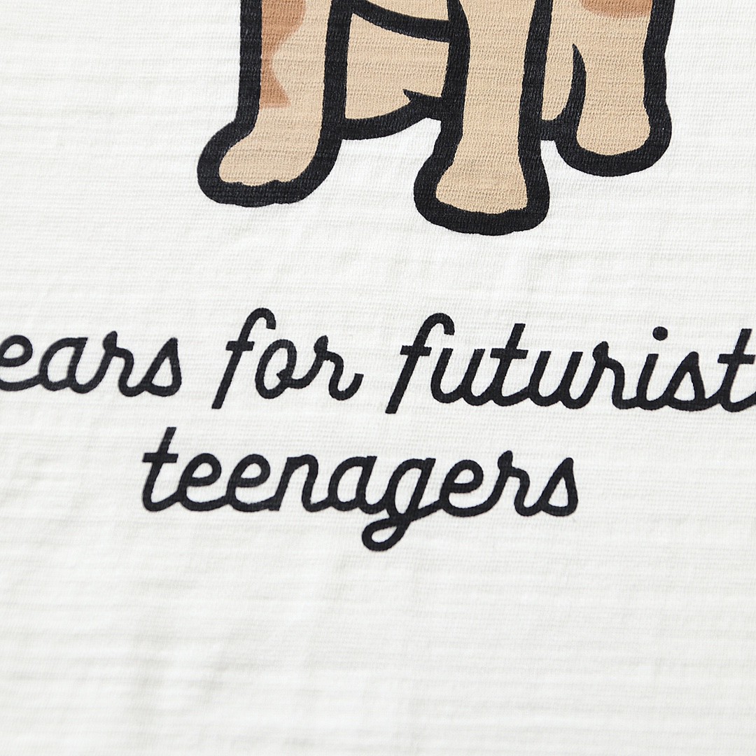 HUMAN MADE SS22 狗狗印花 黑色 白色 圆领 短袖T 恤 男女同款 HM23TE003