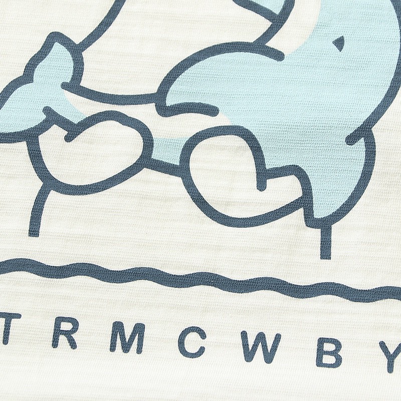 HUMAN MADE SS22 熊抱海豚卡通印花 白色 圆领 短袖 T恤 男女同款 