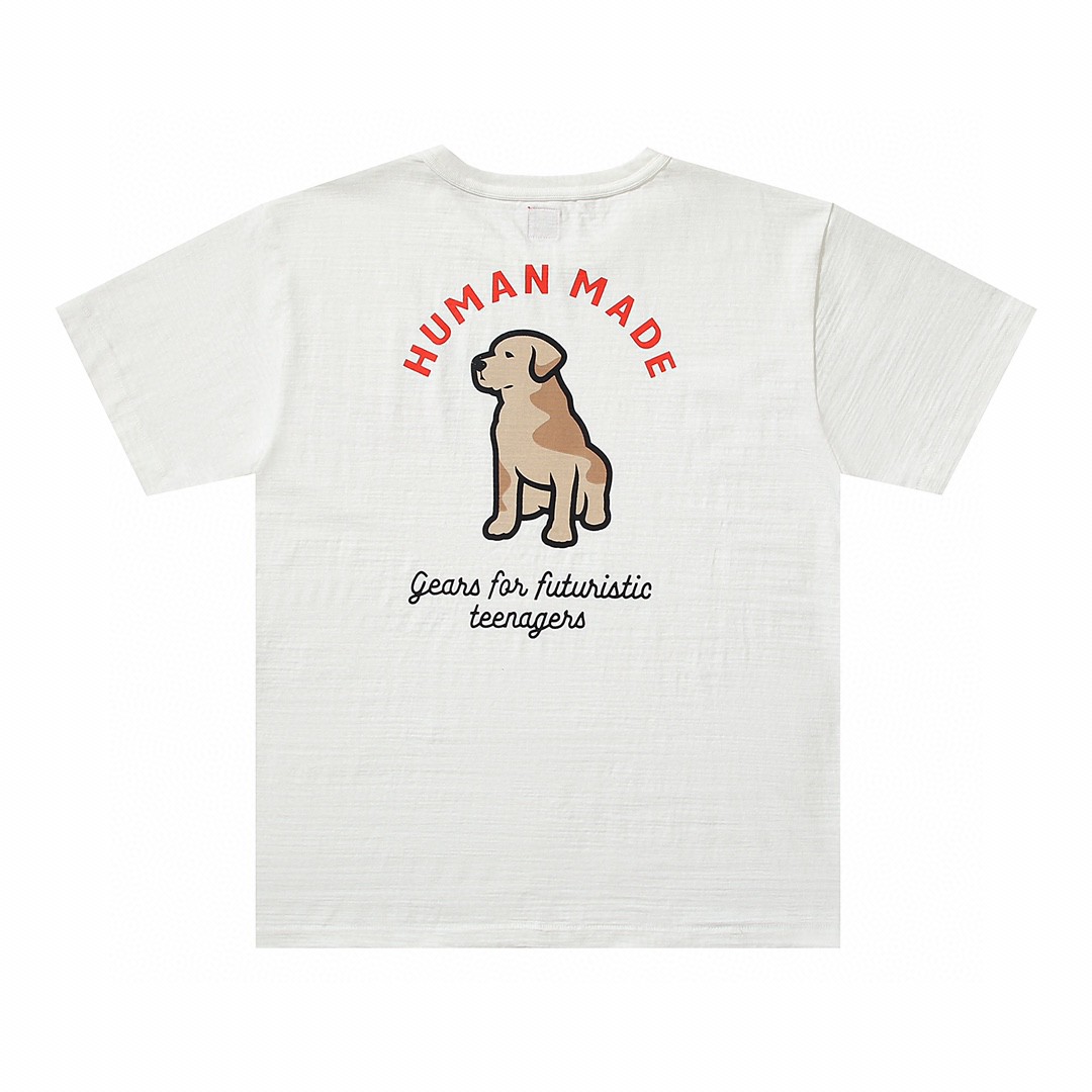 HUMAN MADE SS22 狗狗印花 黑色 白色 圆领 短袖T 恤 男女同款 HM23TE003