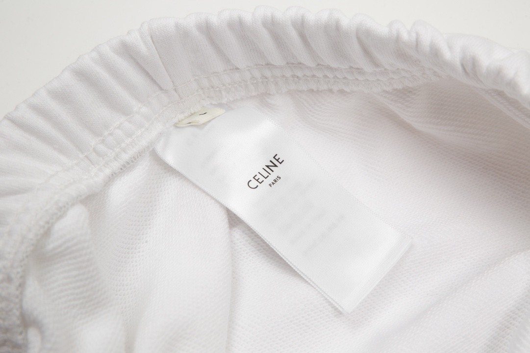 CELINE 赛琳 字母logo 卫裤 白色 休闲裤 运动裤 短裤 男女同款