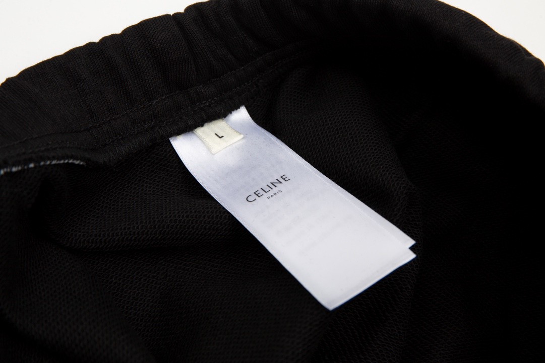 CELINE 赛琳 字母logo 卫裤 黑色 休闲裤 运动裤 短裤 男女同款