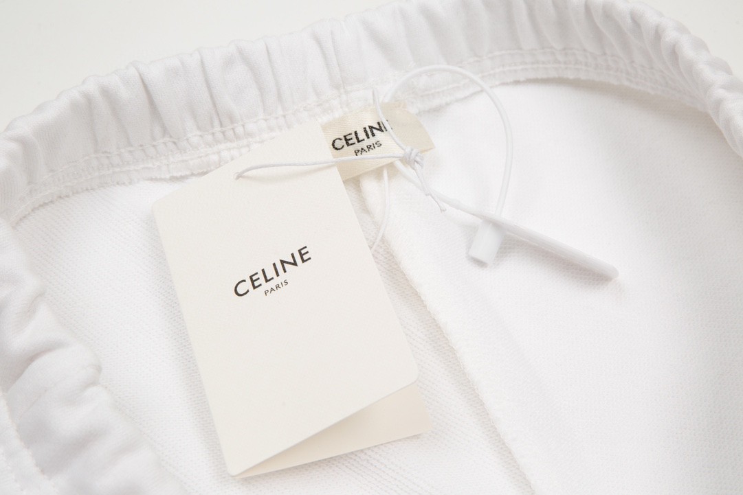CELINE 赛琳 字母logo 卫裤 白色 休闲裤 运动裤 短裤 男女同款