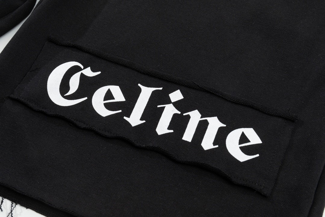 CELINE 赛琳 字母logo 卫裤 黑色 休闲裤 运动裤 短裤 男女同款