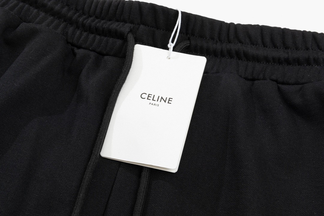 CELINE 赛琳 字母logo 卫裤 黑色 休闲裤 运动裤 短裤 男女同款