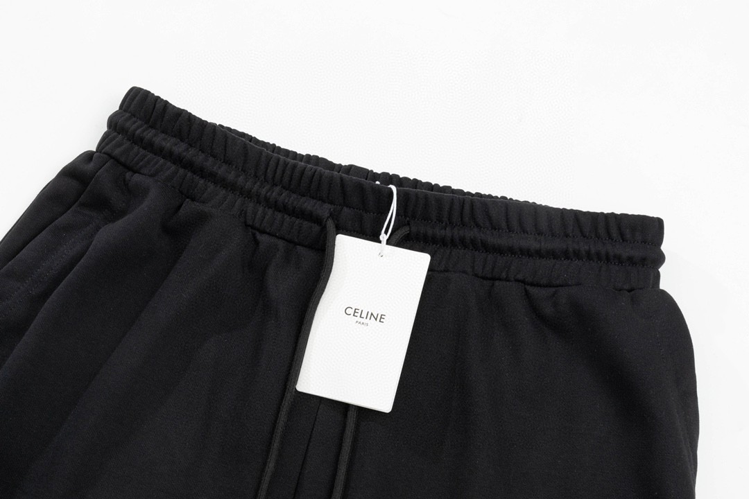 CELINE 赛琳 字母logo 卫裤 黑色 休闲裤 运动裤 短裤 男女同款