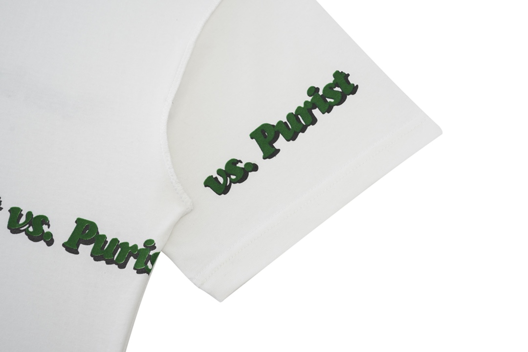 LOUIS VUITTON 路易威登 绿色植绒字母印花 圆领 白色 短袖 T 恤 上衣 夏款 男女同款 