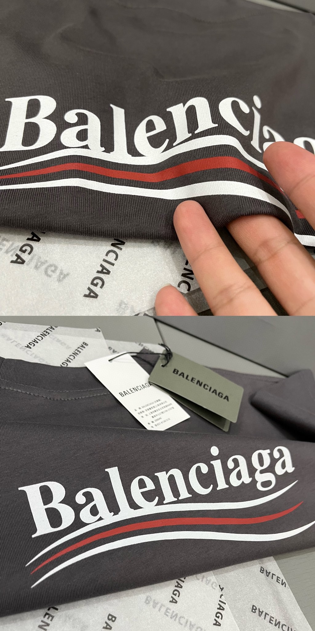 Balenciaga 巴黎世家 可乐徽标 Logo印花 灰色 短袖 T 恤 圆领 夏季 男女同款 