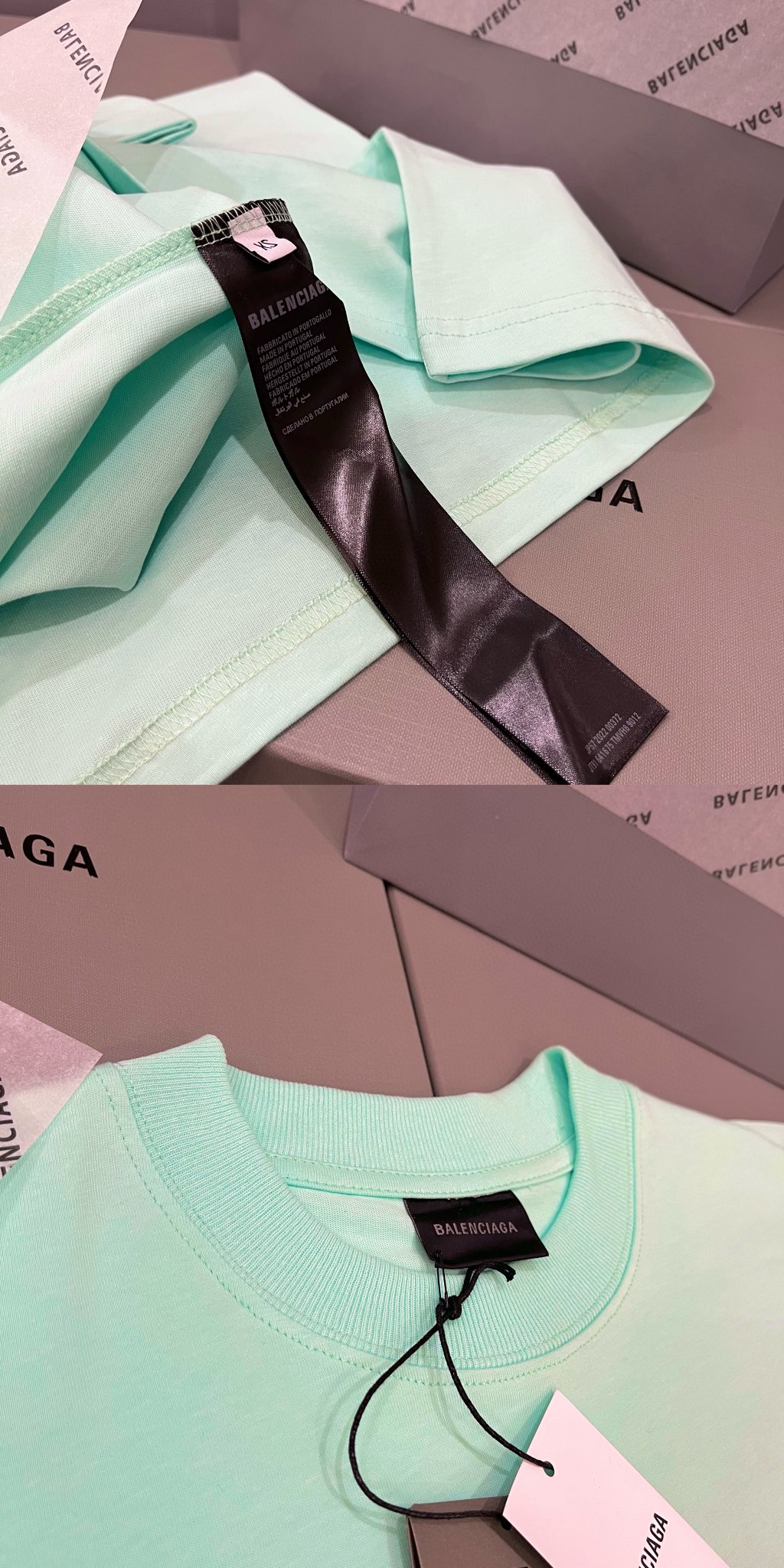 Balenciaga 巴黎世家 可乐徽标 Logo 刺绣 薄荷绿 短袖 T 恤 圆领 夏季 男女同款 