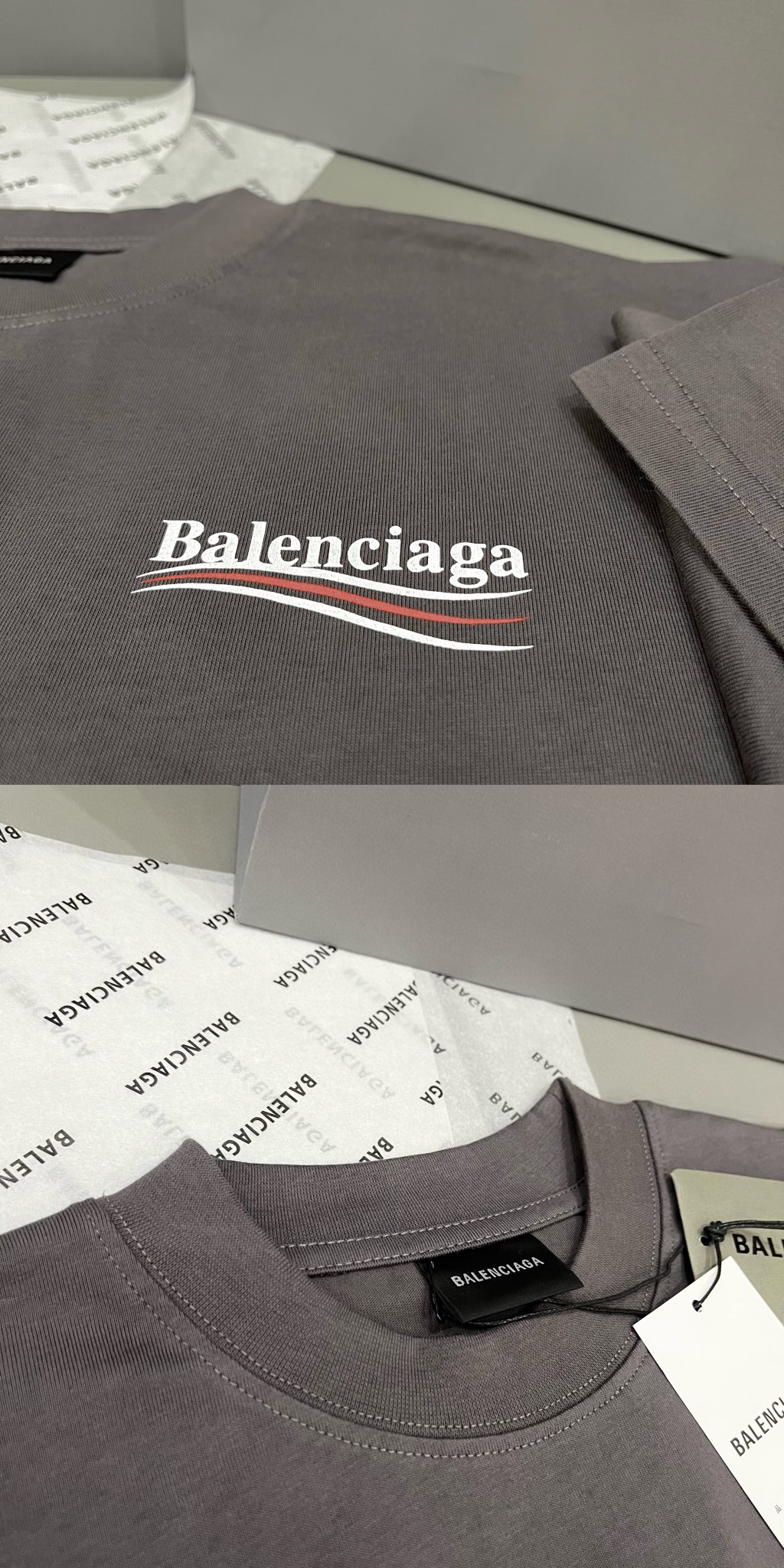 Balenciaga 巴黎世家 可乐徽标 Logo印花 灰色 短袖 T 恤 圆领 夏季 男女同款 