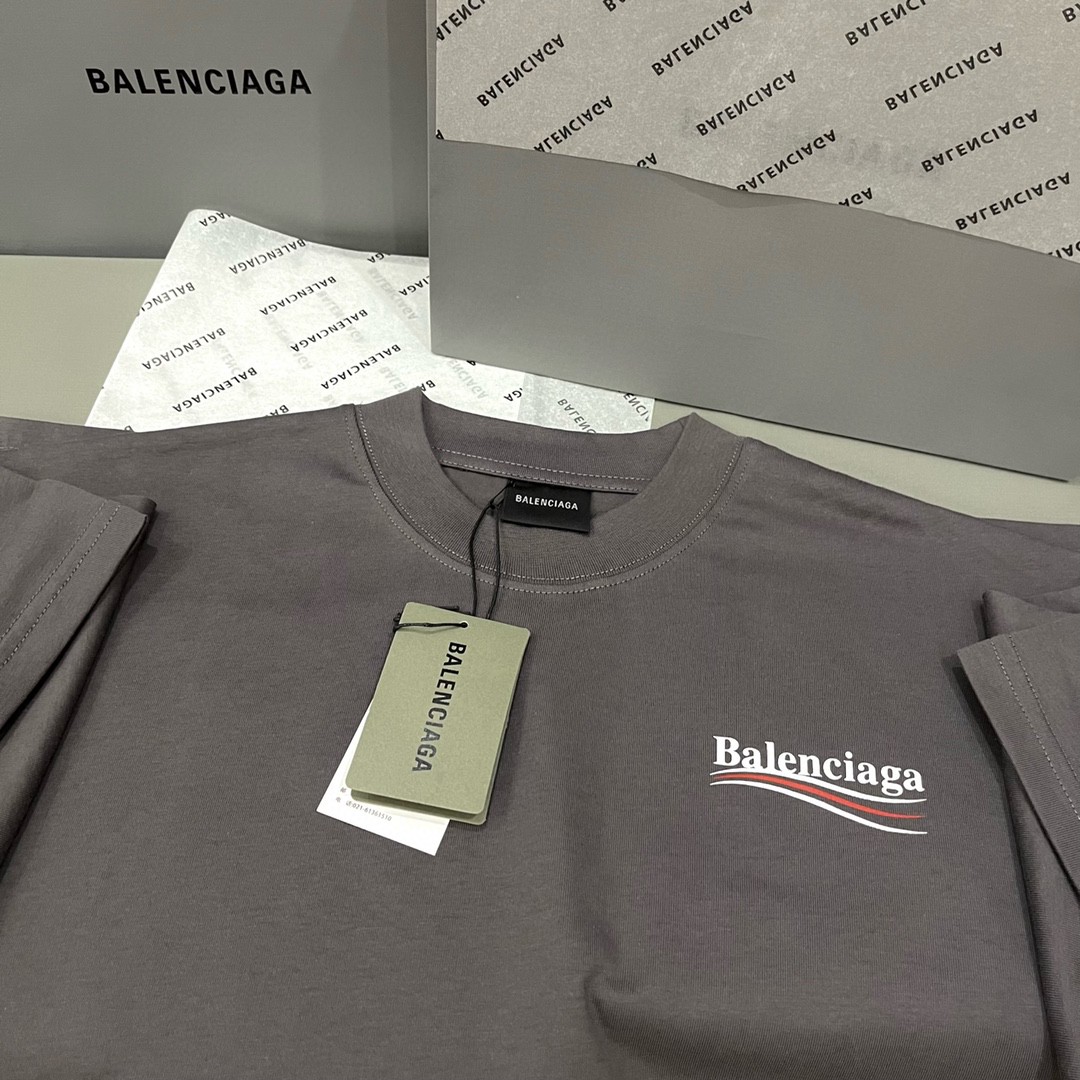 Balenciaga 巴黎世家 可乐徽标 Logo印花 灰色 短袖 T 恤 圆领 夏季 男女同款 