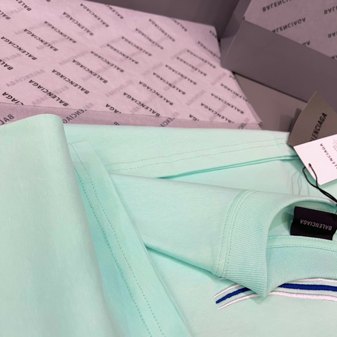 Balenciaga 巴黎世家 可乐徽标 Logo 刺绣 薄荷绿 短袖 T 恤 圆领 夏季 男女同款 