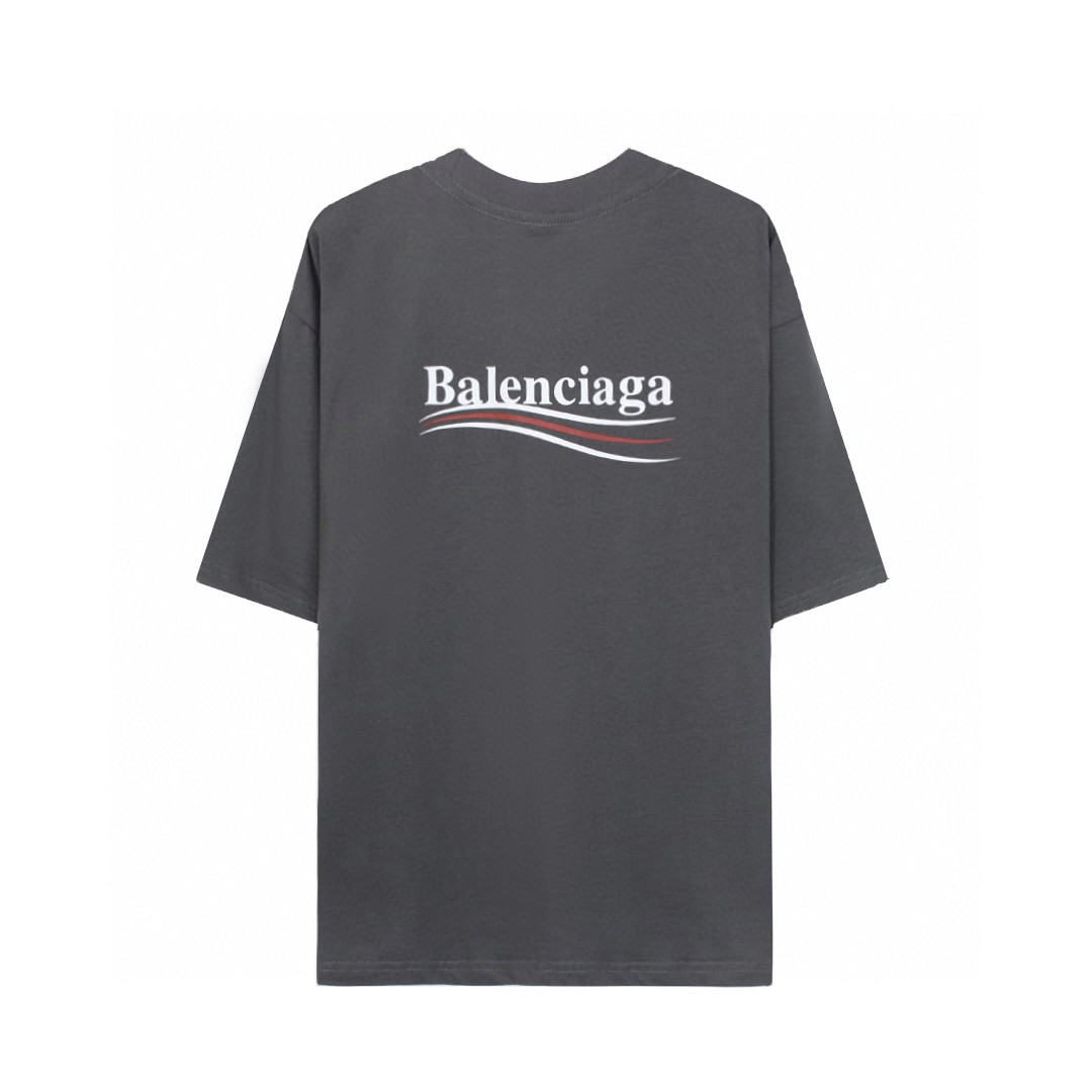 Balenciaga 巴黎世家 可乐徽标 Logo印花 灰色 短袖 T 恤 圆领 夏季 男女同款 
