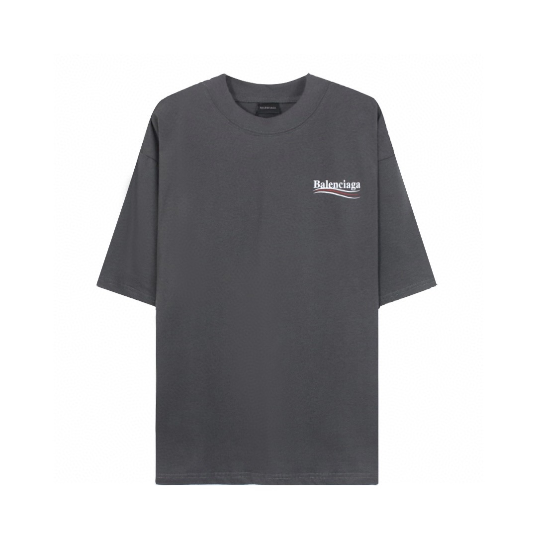 Balenciaga 巴黎世家 可乐徽标 Logo印花 灰色 短袖 T 恤 圆领 夏季 男女同款 