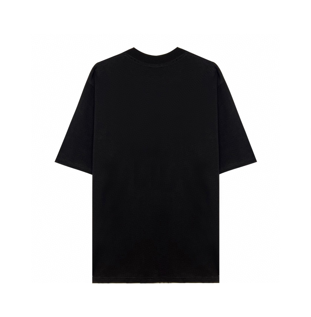 Balenciaga 巴黎世家 胸口冰箱贴标签图案 黑色 短袖 T 恤 圆领 夏季 男女同款 