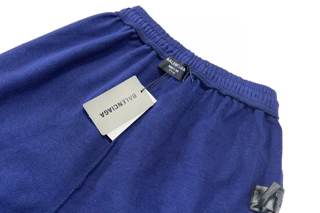 Balenciaga 巴黎世家 可乐海浪印花 抽绳短裤 藏蓝色 五分裤 休闲裤 运动裤 夏季 男女同款 