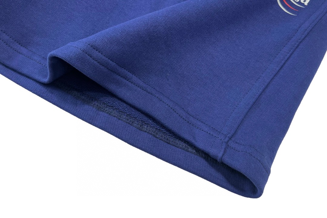 Balenciaga 巴黎世家 可乐海浪印花 抽绳短裤 藏蓝色 五分裤 休闲裤 运动裤 夏季 男女同款 