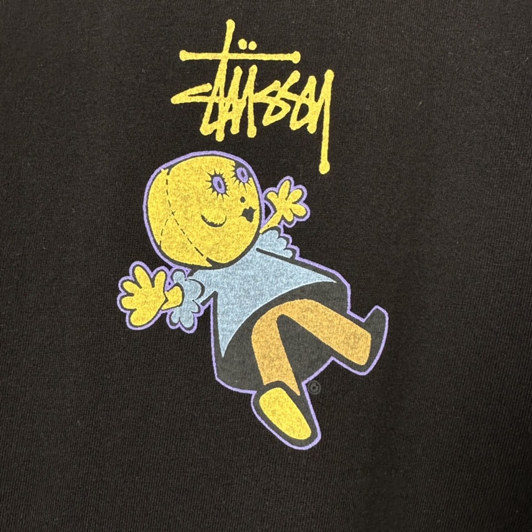 Stussy SS23 Dollie Pigment Dyed Tee 图案印花 黑色 短袖 圆领 套头 T 恤 夏季 男女同款 1904912