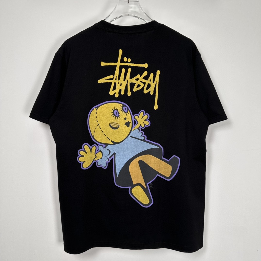 Stussy SS23 Dollie Pigment Dyed Tee 图案印花 黑色 短袖 圆领 套头 T 恤 夏季 男女同款 1904912
