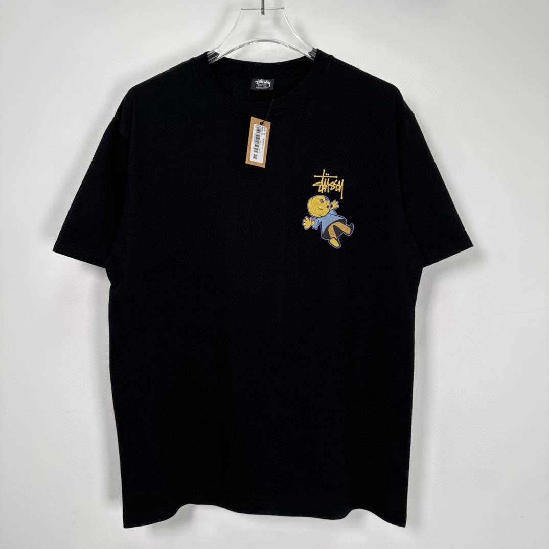 Stussy SS23 Dollie Pigment Dyed Tee 图案印花 黑色 短袖 圆领 套头 T 恤 夏季 男女同款 1904912