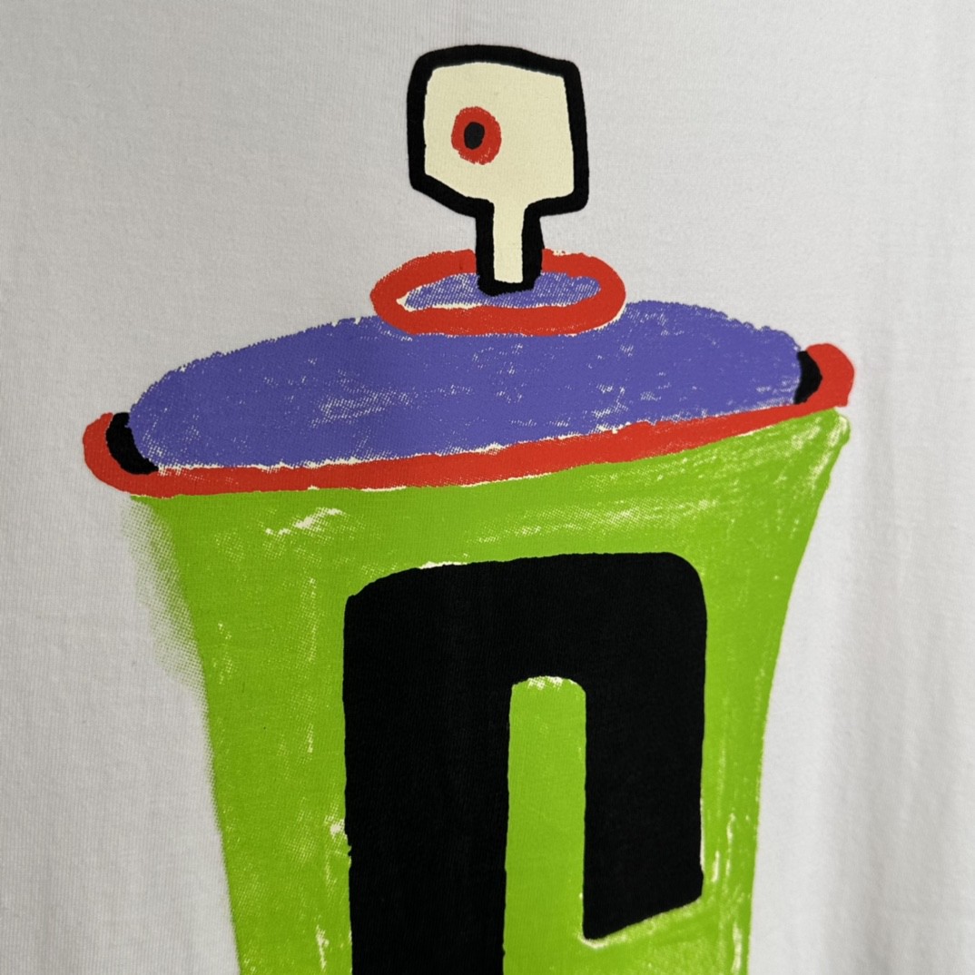 Stussy 手绘喷漆罐印花 白色 短袖 圆领 套头 T 恤 夏季 男女同款 1904905