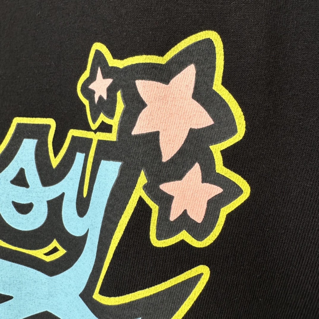 Stussy SS23 Hawaii Trip 系列纯色星星 Logo 印花 黑色 短袖 圆领 套头 T 恤 夏季 男女同款 1904967