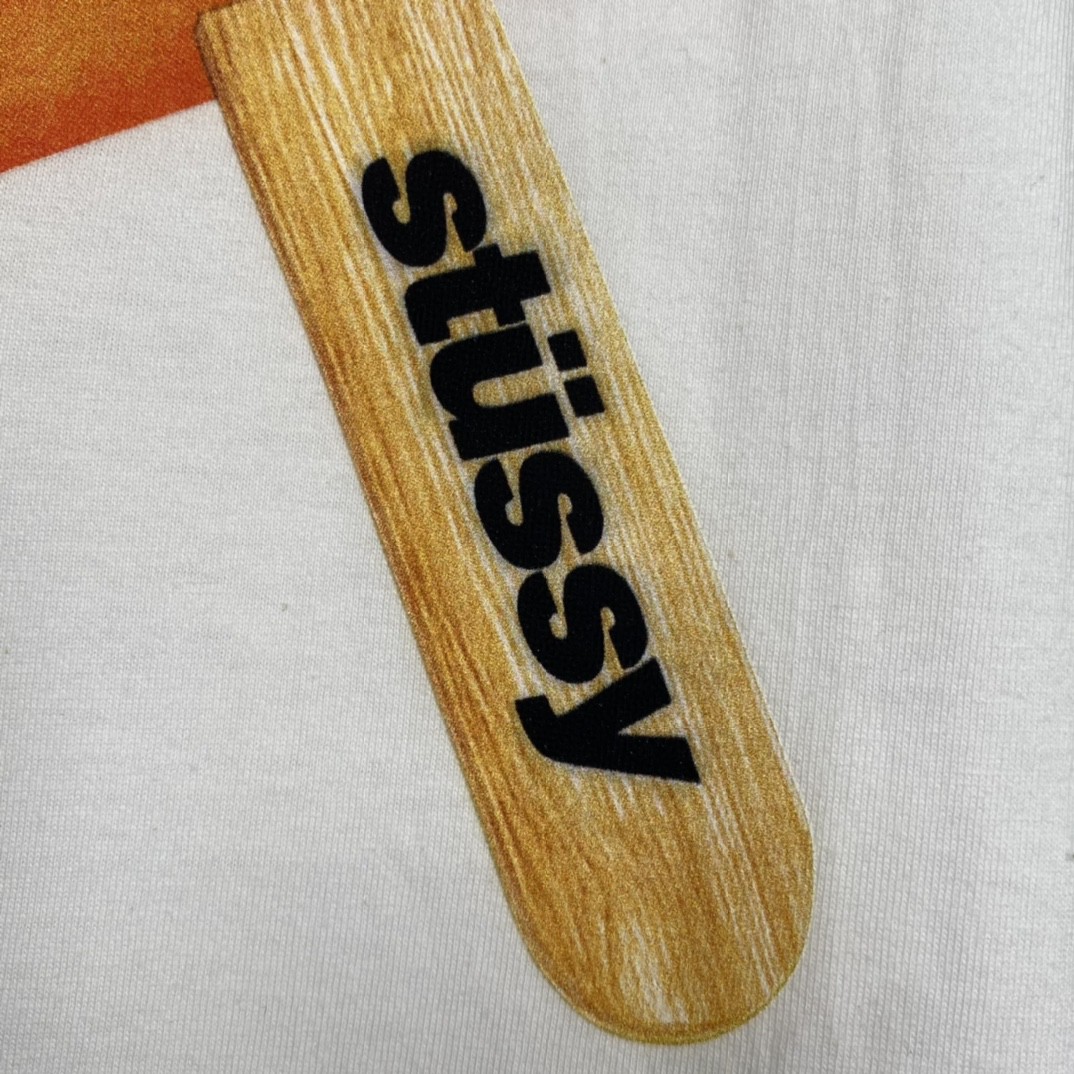 Stussy SS23 Popsicle Tee 雪糕大S棒冰图案印花 白色 短袖 圆领 套头 T 恤 夏季 男女同款 1904871