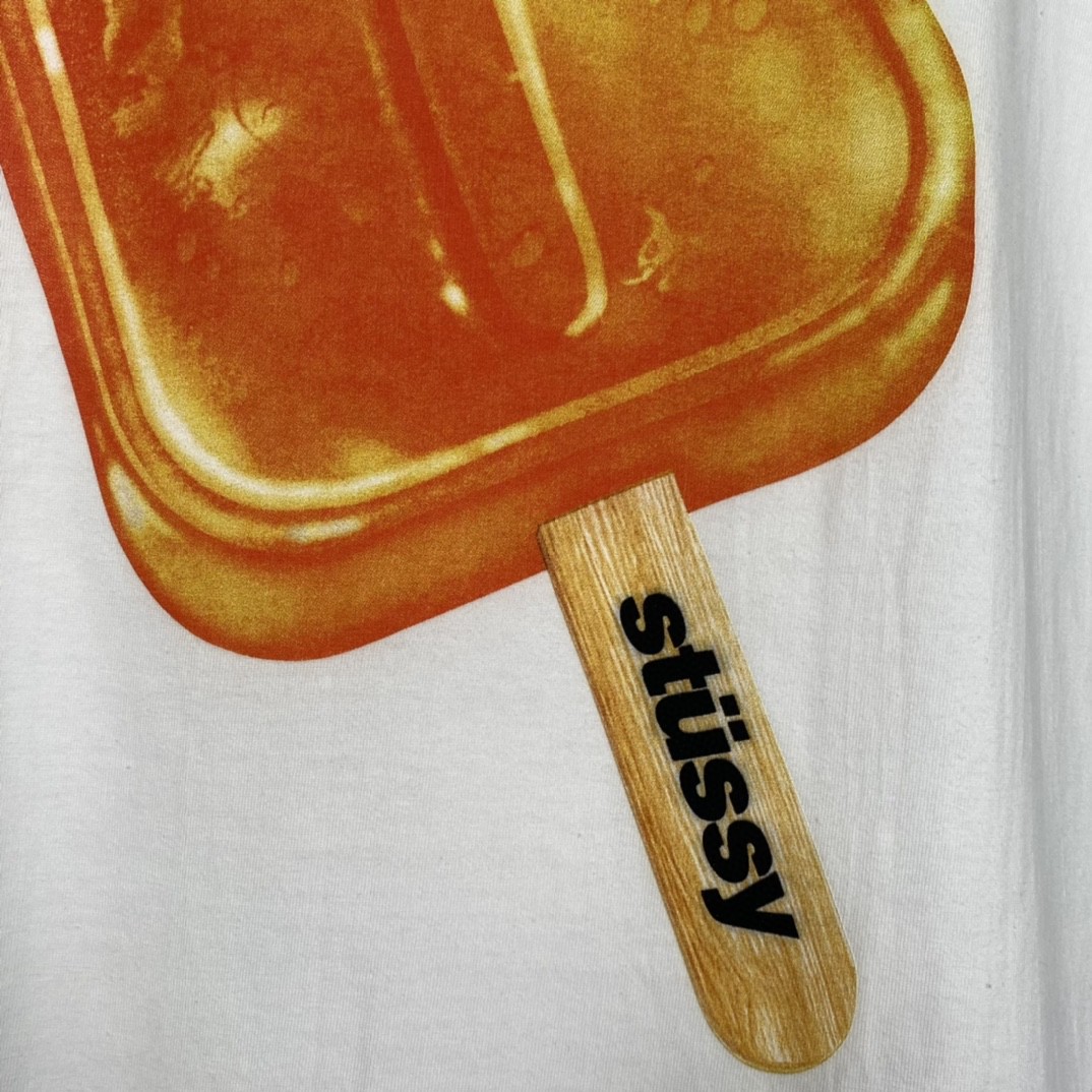 Stussy SS23 Popsicle Tee 雪糕大S棒冰图案印花 白色 短袖 圆领 套头 T 恤 夏季 男女同款 1904871