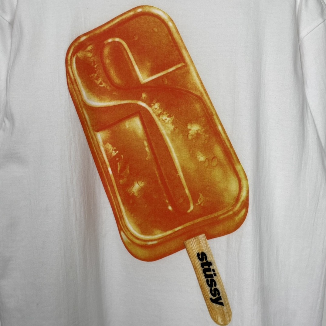 Stussy SS23 Popsicle Tee 雪糕大S棒冰图案印花 白色 短袖 圆领 套头 T 恤 夏季 男女同款 1904871
