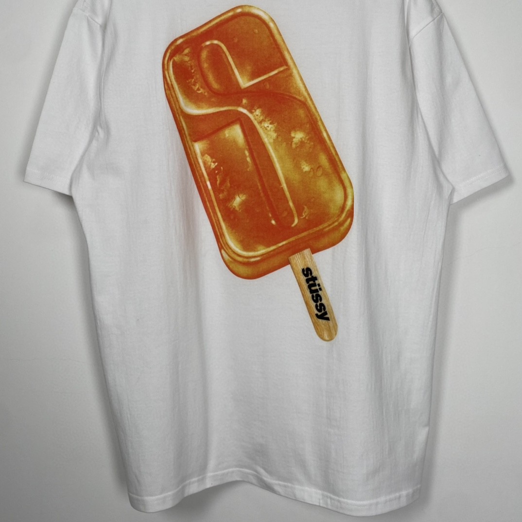 Stussy SS23 Popsicle Tee 雪糕大S棒冰图案印花 白色 短袖 圆领 套头 T 恤 夏季 男女同款 1904871