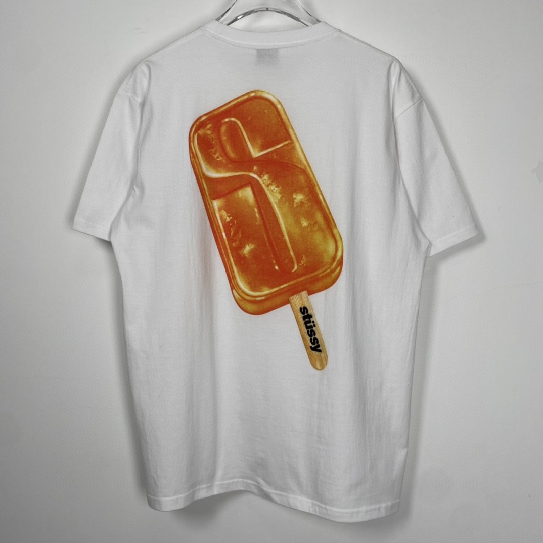 Stussy SS23 Popsicle Tee 雪糕大S棒冰图案印花 白色 短袖 圆领 套头 T 恤 夏季 男女同款 1904871