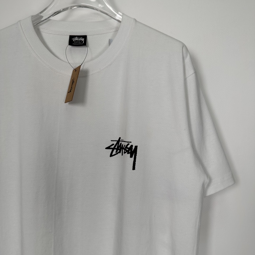 Stussy SS23 8号球系列 SHATTERED TEE 破碎黑8图案 字母Logo印花 白色 短袖 圆领 套头 T 恤 夏季 男女同款 1904959