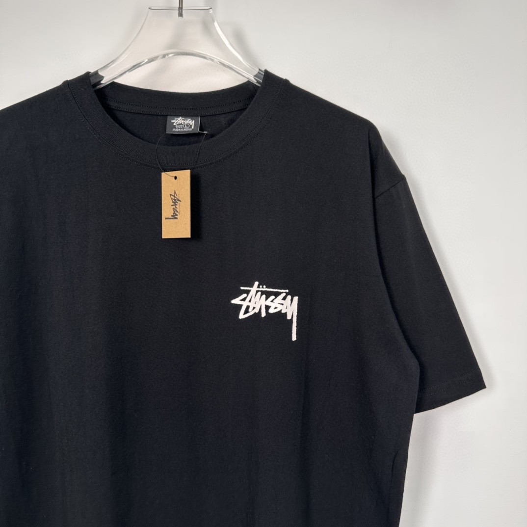 Stussy SS23 8号球系列 SHATTERED TEE 破碎黑8图案 字母Logo印花 黑色 短袖 圆领 套头 T 恤 夏季 男女同款 1904959