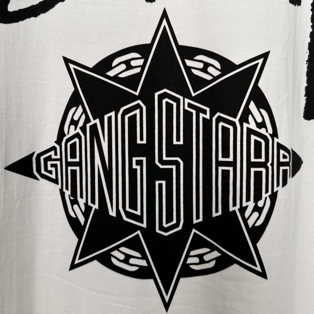 Stussy GANG STARR 联名款 人物字母印花 白色 短袖 圆领 套头 T 恤 夏季 男女同款 3903845