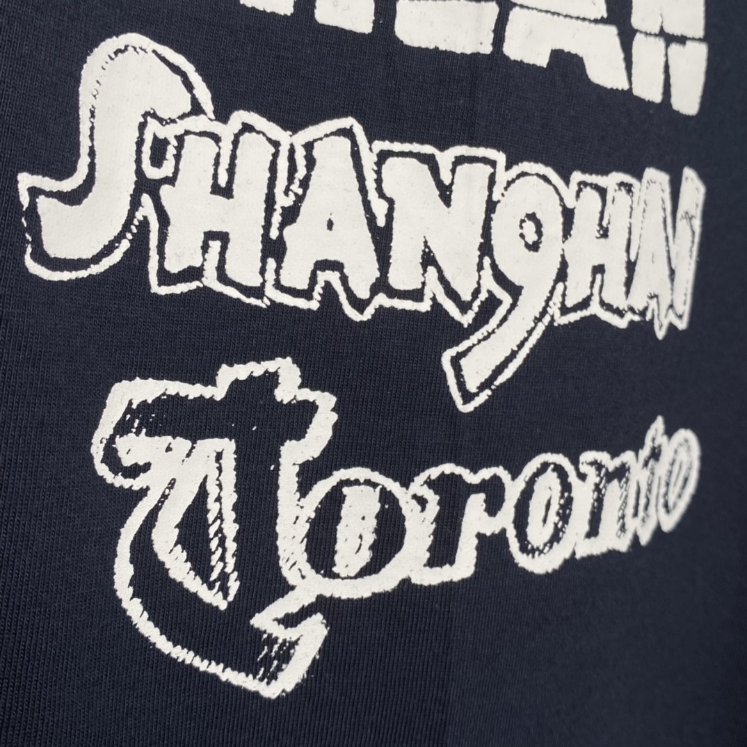 Stussy 世界巡游系列 SS23 字母印花 深蓝色 短袖 圆领 套头 T 恤 夏季 男女同款 1904877