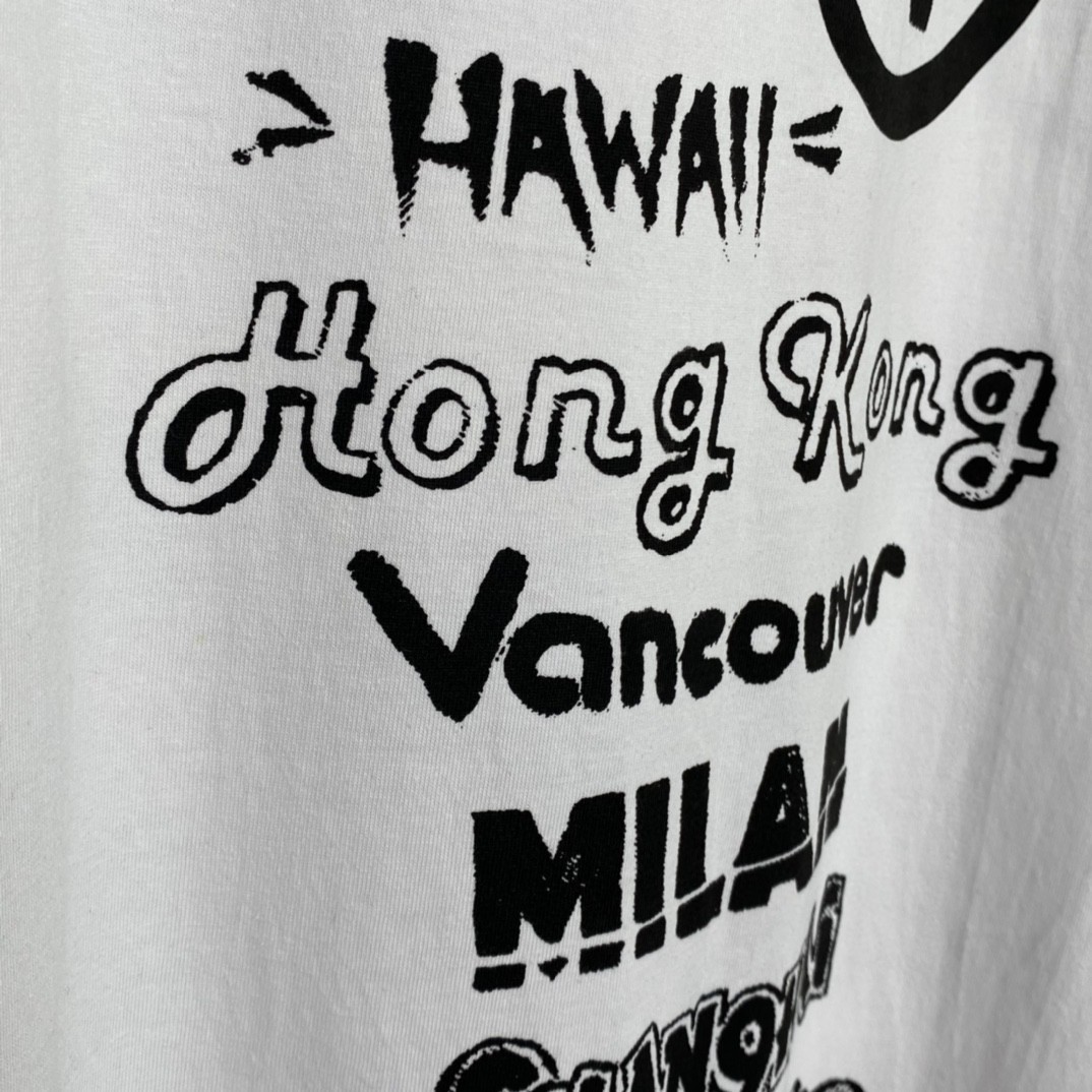 Stussy 世界巡游系列 SS23 字母印花 白色 短袖 圆领 套头 T 恤 夏季 男女同款 1904877