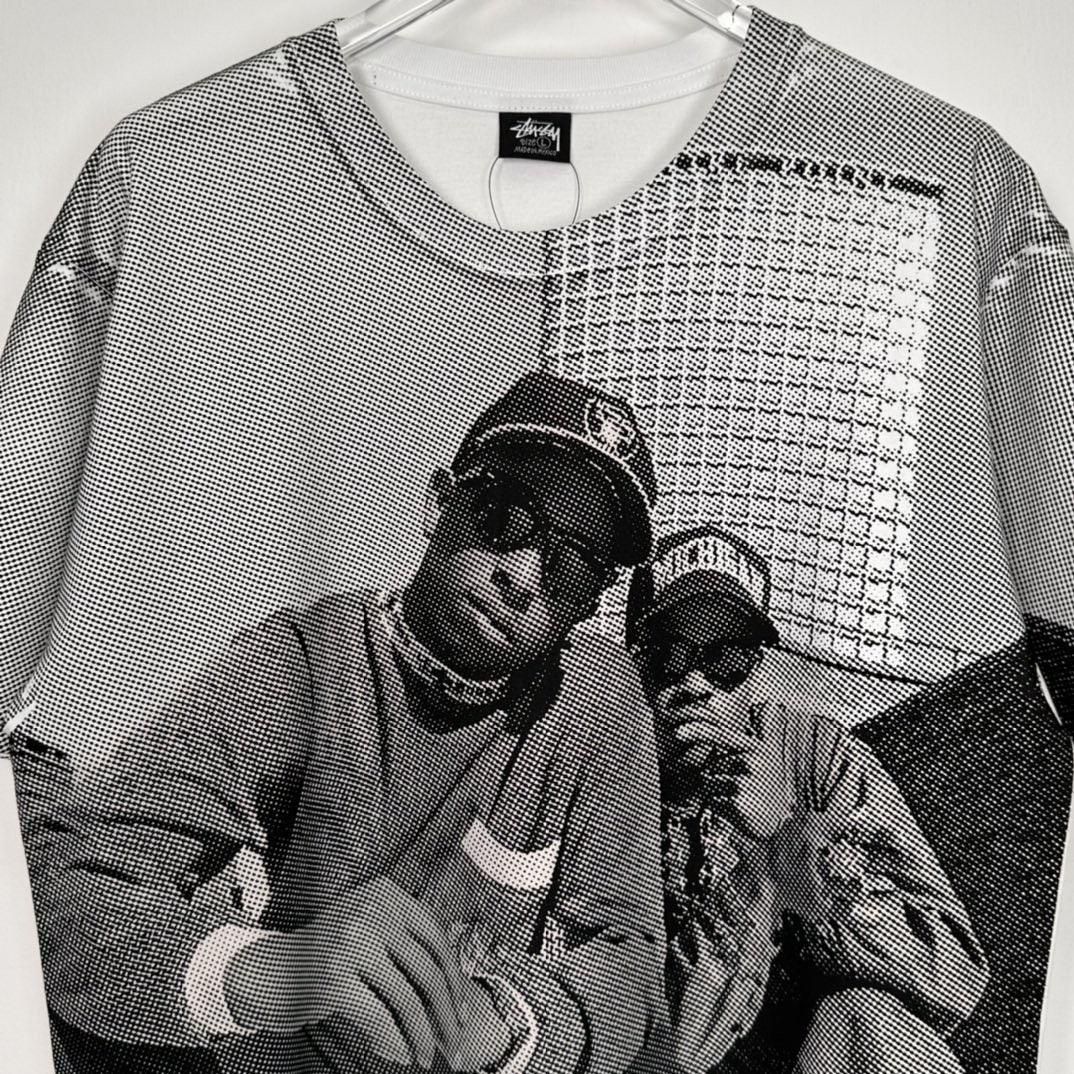 Stussy GANG STARR 联名款 SS23人物字母印花 白色 短袖 圆领 套头 T 恤 夏季 男女同款 3903844