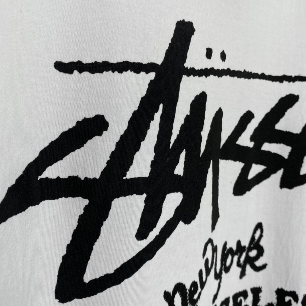 Stussy 世界巡游系列 SS23 字母印花 白色 短袖 圆领 套头 T 恤 夏季 男女同款 1904877