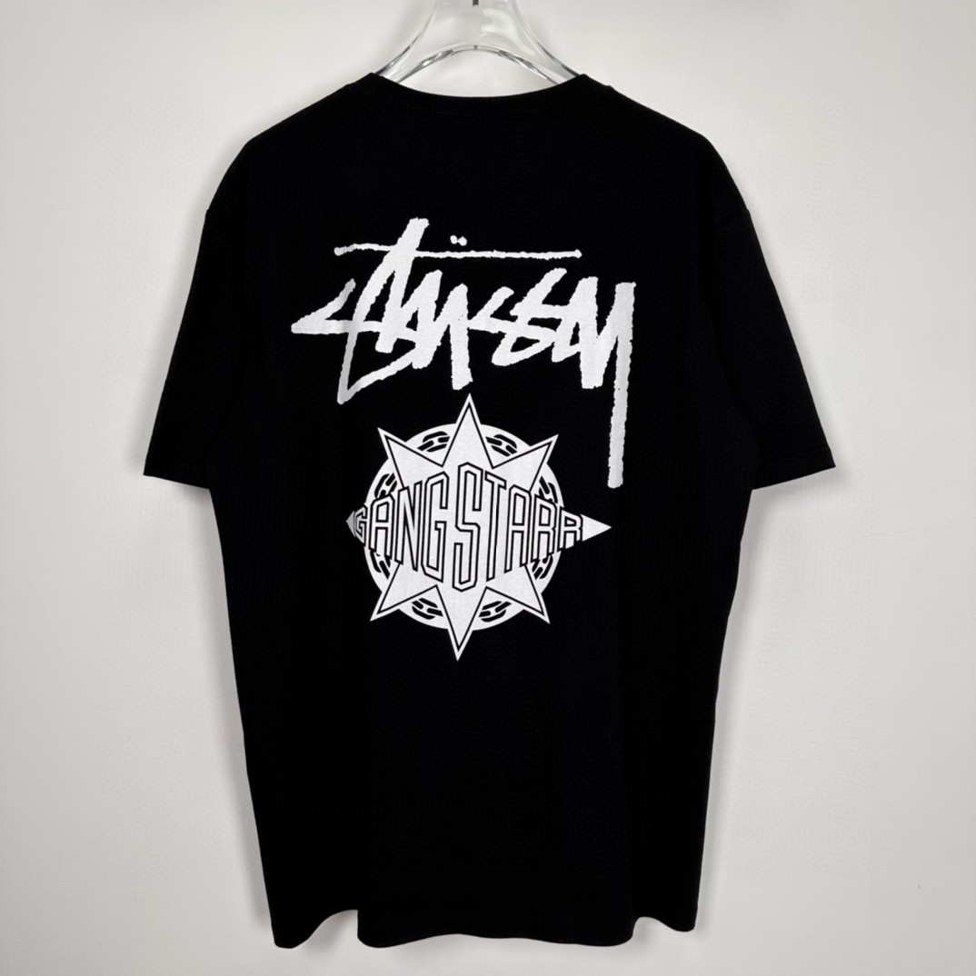 Stussy GANG STARR 联名款 人物字母印花 黑色 短袖 圆领 套头 T 恤 夏季 男女同款 3903845