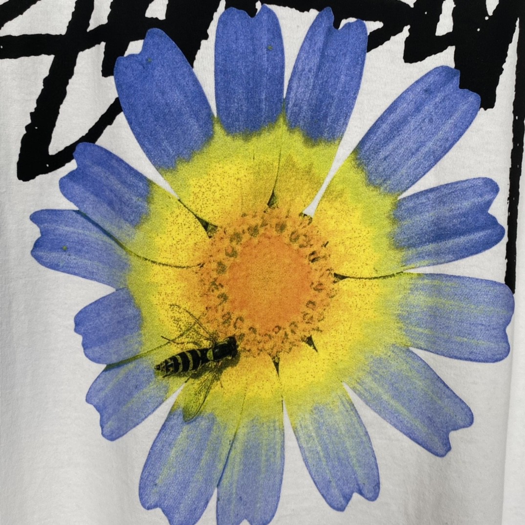 Stussy FW22 Itp Flower Tee 雏菊印花圆领 白色 短袖 圆领 套头 T 恤 夏季 男女同款 